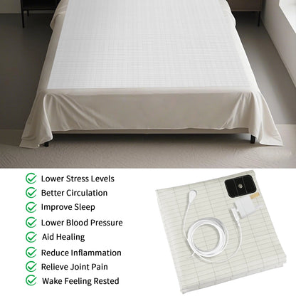 10% Silver Fiber Grounding Sheet Flat Bedsheet with Grounding Cord Organic Cotton Health Sheet Natural Wellness Release Stress