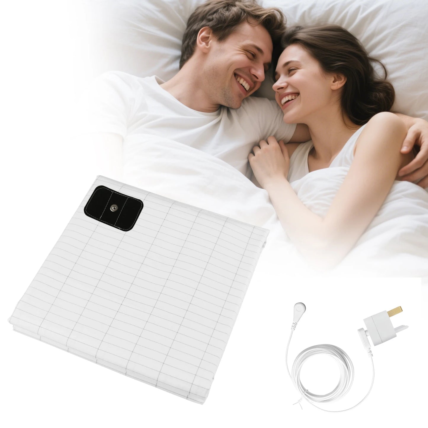 10% Silver Fiber Grounding Sheet Flat Bedsheet with Grounding Cord Organic Cotton Health Sheet Natural Wellness Release Stress