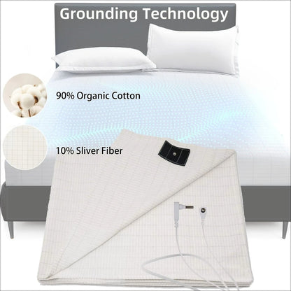 10% Silver Fiber Grounding Sheet Flat Bedsheet with Grounding Cord Organic Cotton Health Sheet Natural Wellness Release Stress