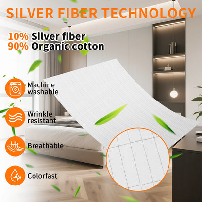 10% Silver Fiber Grounding Sheet Flat Bedsheet with Grounding Cord Organic Cotton Health Sheet Natural Wellness Release Stress